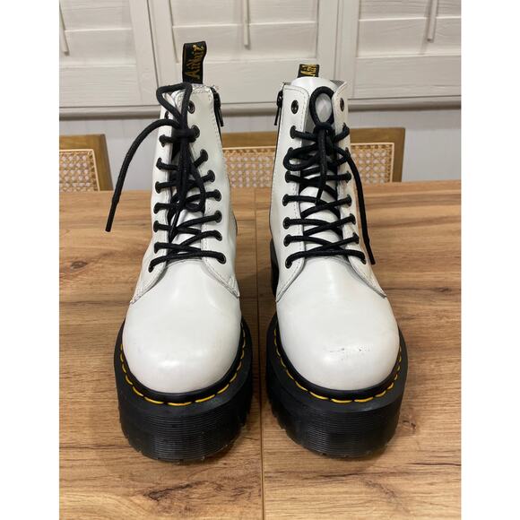 Dr. Martens Docs Jadon Platform Boots Smooth White Leather Size 6 Lightly Worn - Picture 6 of 13